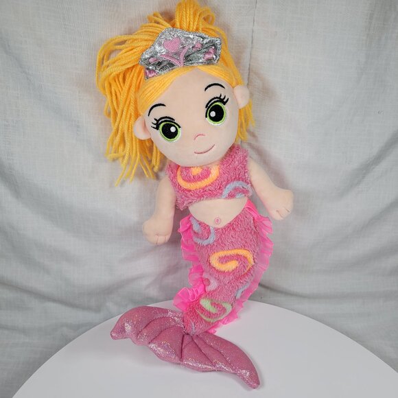 PETTING ZOO PRINCESS MERMAID STUFFED ANIMAL 13’’ PINK PURPLE YELLOW HAIR TOY - Picture 1 of 3